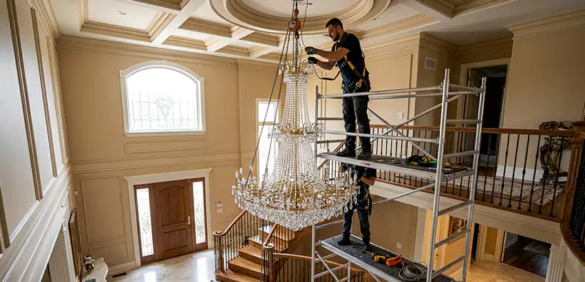 Two-Story Foyer Chandelier Installation in Marysville